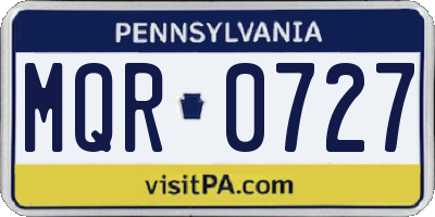 PA license plate MQR0727