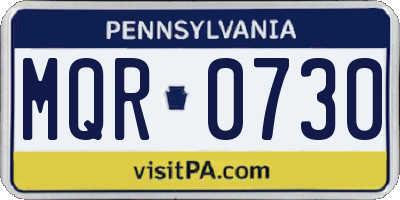 PA license plate MQR0730