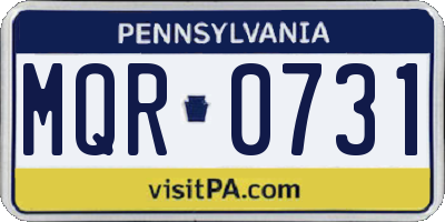 PA license plate MQR0731