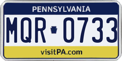 PA license plate MQR0733
