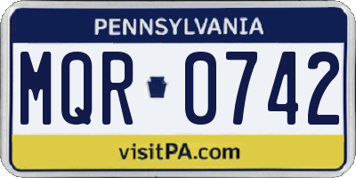 PA license plate MQR0742