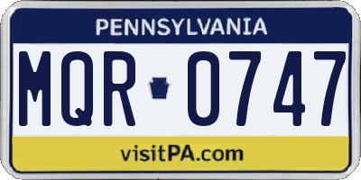 PA license plate MQR0747