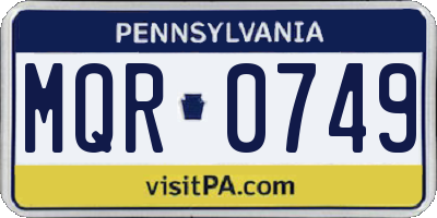 PA license plate MQR0749