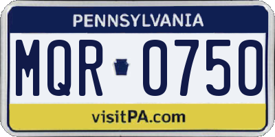 PA license plate MQR0750