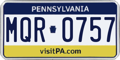 PA license plate MQR0757
