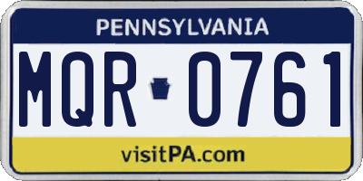 PA license plate MQR0761