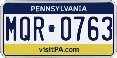 PA license plate MQR0763