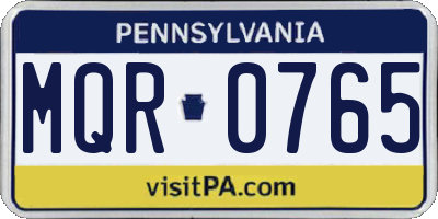 PA license plate MQR0765