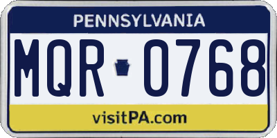 PA license plate MQR0768