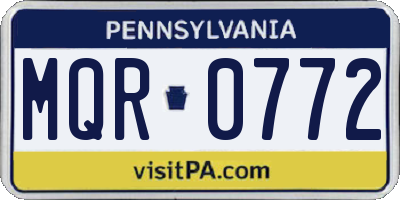 PA license plate MQR0772