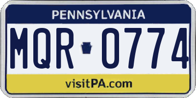 PA license plate MQR0774
