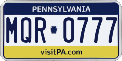 PA license plate MQR0777