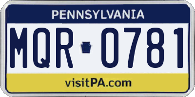 PA license plate MQR0781