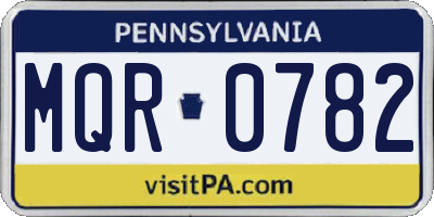 PA license plate MQR0782