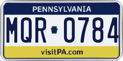 PA license plate MQR0784
