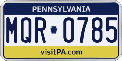 PA license plate MQR0785