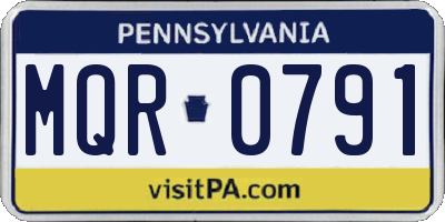 PA license plate MQR0791