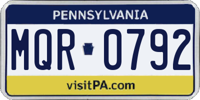 PA license plate MQR0792