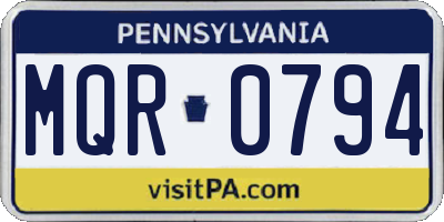PA license plate MQR0794