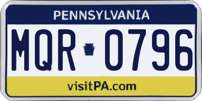 PA license plate MQR0796
