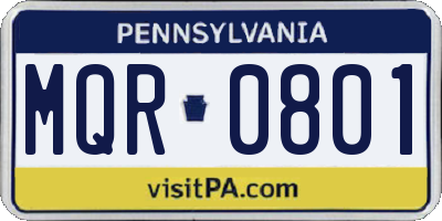 PA license plate MQR0801