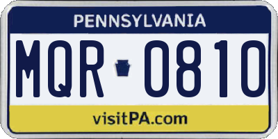 PA license plate MQR0810
