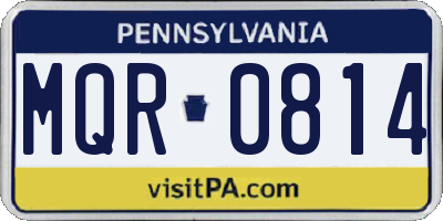 PA license plate MQR0814