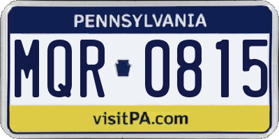 PA license plate MQR0815