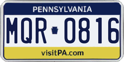 PA license plate MQR0816