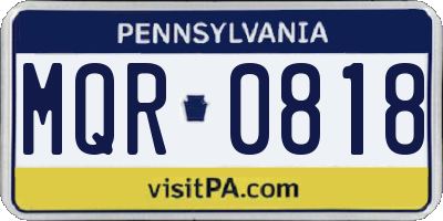 PA license plate MQR0818