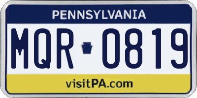 PA license plate MQR0819