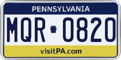 PA license plate MQR0820