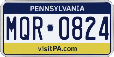 PA license plate MQR0824