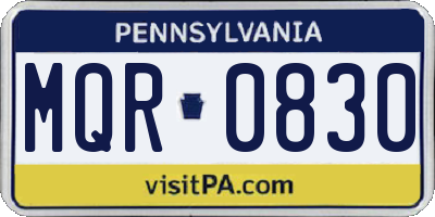 PA license plate MQR0830