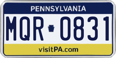 PA license plate MQR0831
