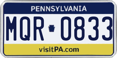 PA license plate MQR0833