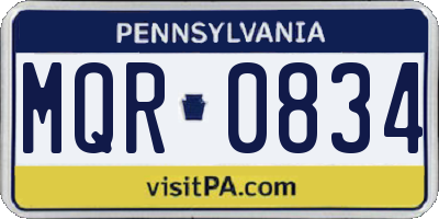 PA license plate MQR0834