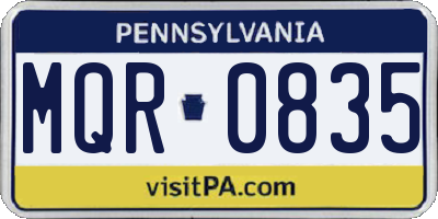 PA license plate MQR0835