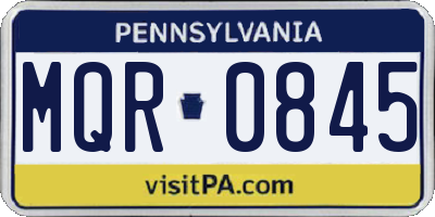 PA license plate MQR0845
