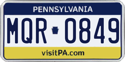 PA license plate MQR0849