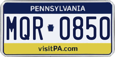 PA license plate MQR0850
