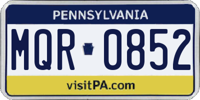 PA license plate MQR0852