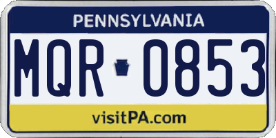 PA license plate MQR0853