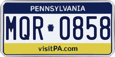 PA license plate MQR0858