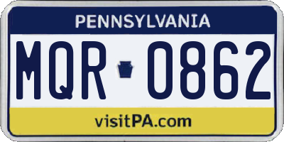 PA license plate MQR0862