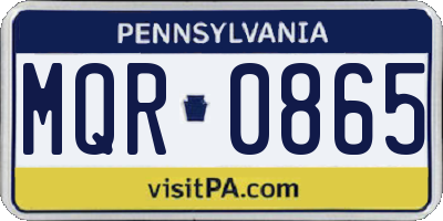 PA license plate MQR0865