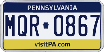 PA license plate MQR0867