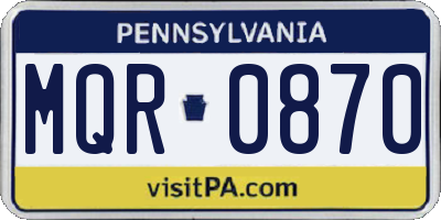 PA license plate MQR0870