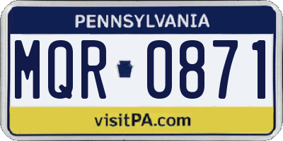 PA license plate MQR0871