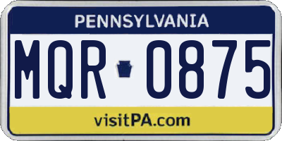 PA license plate MQR0875